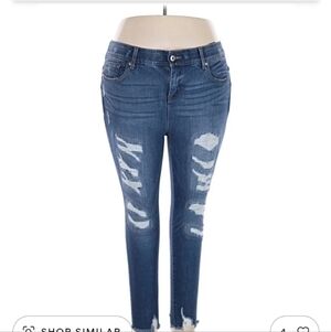 Torrid Dark Blue Distressed Skinny Jeans